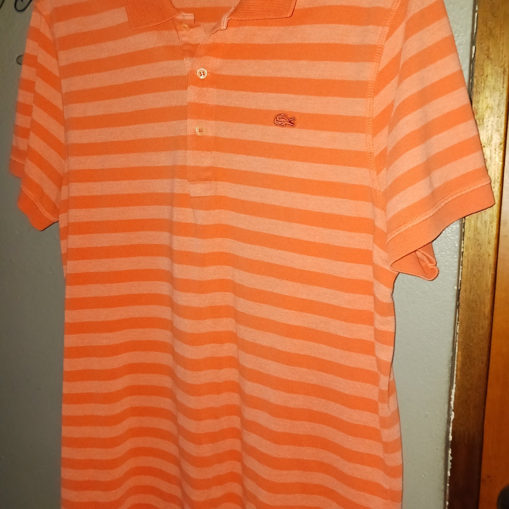 Lacoste Orange Striped Polo Shirt